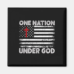 En nation under Guds Flagga 4 juli Patriotic Ch Magnet