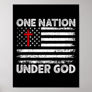 En nation under Guds Flagga 4 juli Patriotic Ch Poster