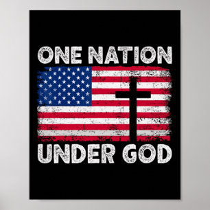 En nation under Guds Flagga 4 juli Patriotic Ch Poster