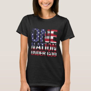 En nation under Guds Flagga 4 juli Patriotic Ch T Shirt