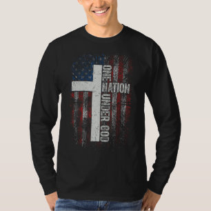 En nation under Guds kristna gudstjänst Kor Flagga T Shirt