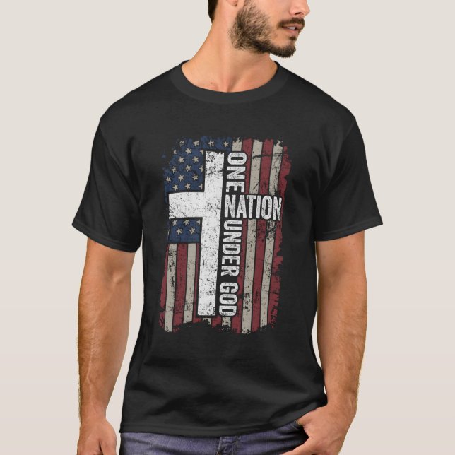 En nation under Guds kristna gudstjänst USA Kor F T Shirt (Framsida)