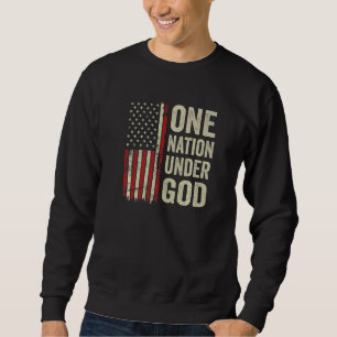 En nation under Guds kristna USA flagga 4:e i Ju Lång Ärmad Tröja
