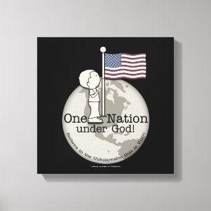 En nation under Guds lilla pojke vid USA:s Flagga Canvastryck