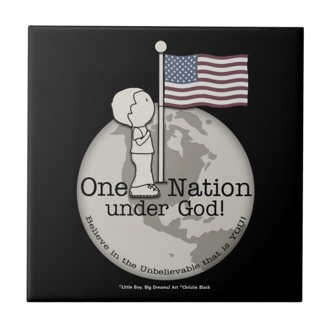 En nation under Guds lilla pojke vid USA:s Flagga Kakelplatta (Framsidan)
