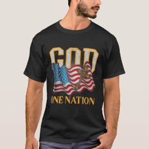En nation under Guds pakt Allegiance USA flagga T Shirt