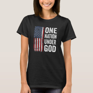 En nation under Guds patriotiska kristna USA flagg T Shirt