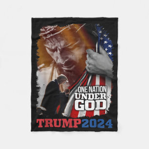 En nation under Guds president Trump 2024 Amerika Fleecefilt