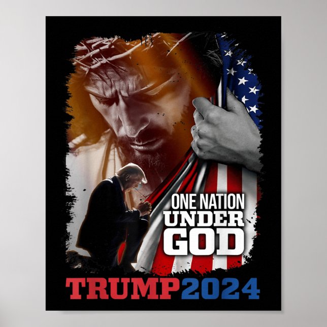 En nation under Guds president Trump 2024 Amerika Poster (Framsidan)