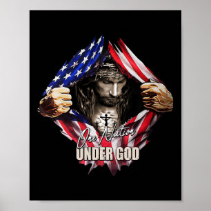 En nation under Jesus Art oss Flagga Christian M Poster