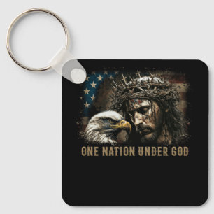 En nation under Jesus Kristna Eagle America Nyckelring