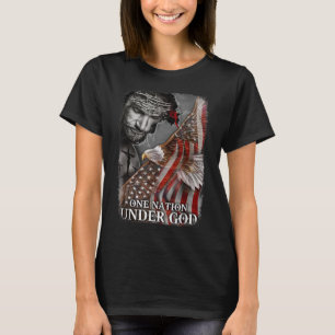 En nation under Jesus Kristna Eagle America T Shirt