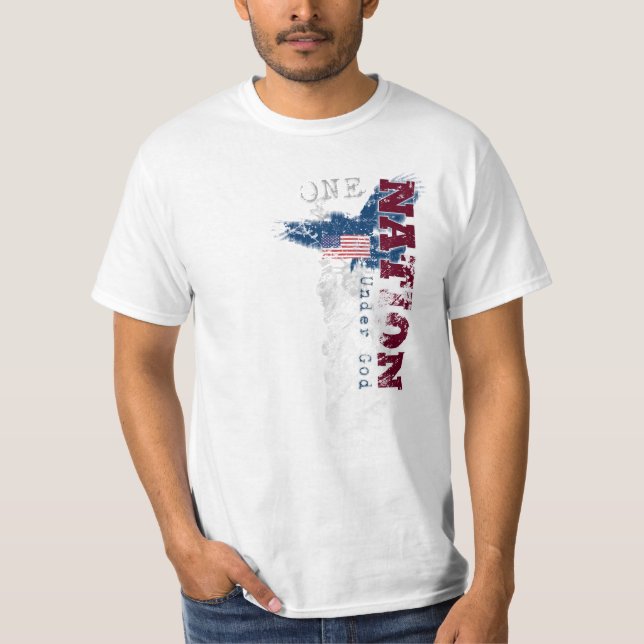 En nation under T-tröja för gudGrungestil T Shirt (Framsida)