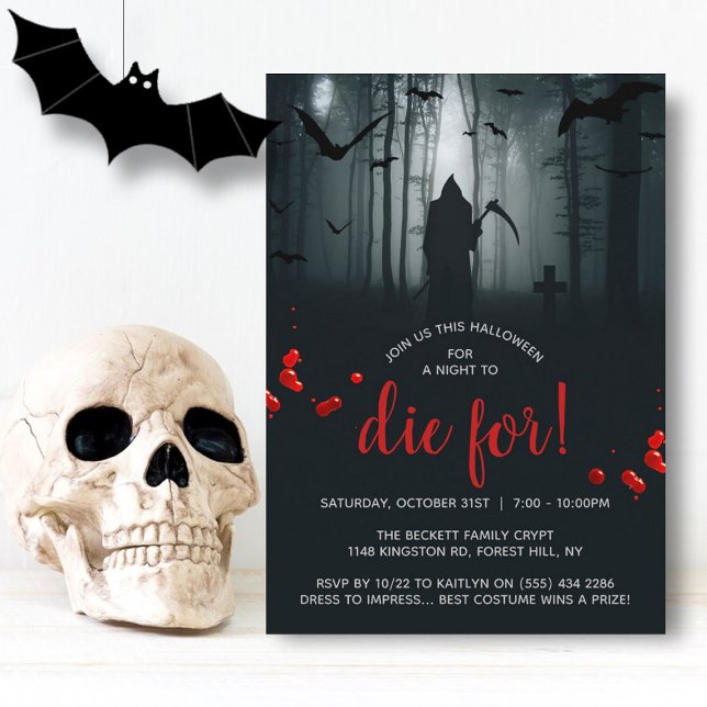 En natt att dö för! Halloween fest Inbjudningar (Skapare uppladdad)