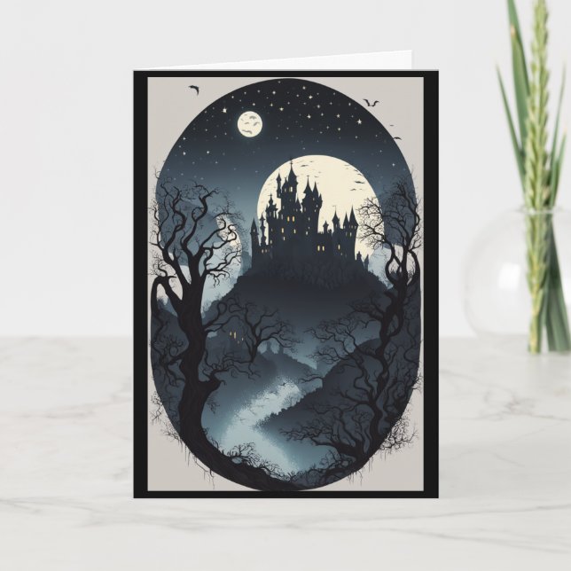 En natt av skräck och förtjusningar Halloween Helgkort (Framsida)