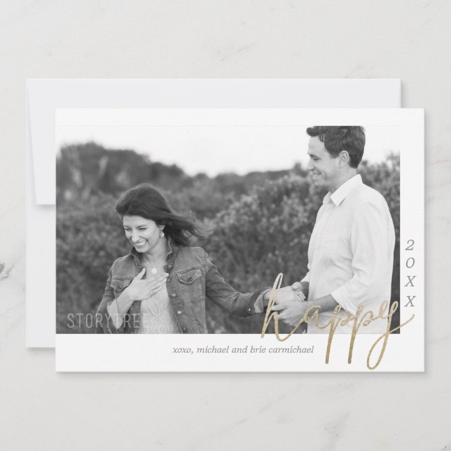 En nätt gott nytt år - fauxen omkullkastar julkort (Framsida)