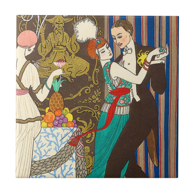 En natt i den dekadenta Paris art déco belägger Kakelplatta (Framsidan)