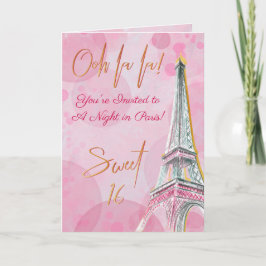 En natt i Paris Rosa Guld Eiffel Torn Sweet 16 Inbjudan
