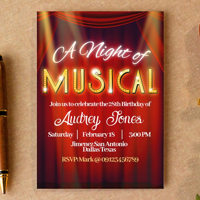 En natt om musikinbjudan inbjudningar (A Night on Musical Invitation - Broadway)