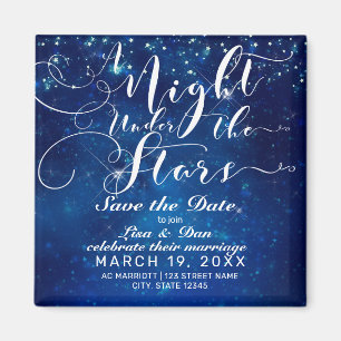 En natt under Stars Blue Bröllop spara datum Magnet