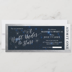 En natt under Stars Sweet sixteen Biljett Inbjudningar