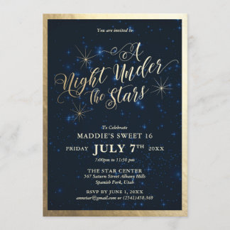 En natt under Stars-Sweet sixteen Inbjudningar