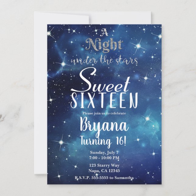 En natt under stjärnorna Blue Starry Himlar Sweet  Inbjudningar (Framsida)