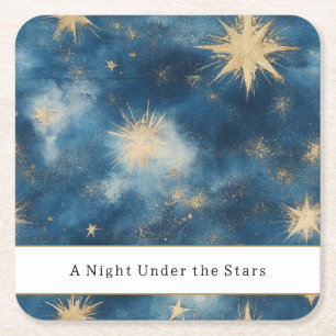 En natt under stjärnorna Celestial Blue Bröllop Underlägg Papper Kvadrat