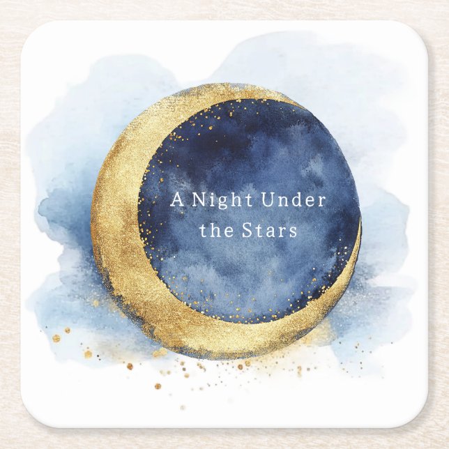 En natt under stjärnorna Celestial Blue Moon Bröll Underlägg Papper Kvadrat (Framsidan)