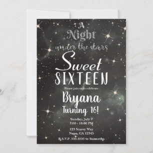 En natt under stjärnorna Mörk natthimmel Sweet 16 Inbjudningar