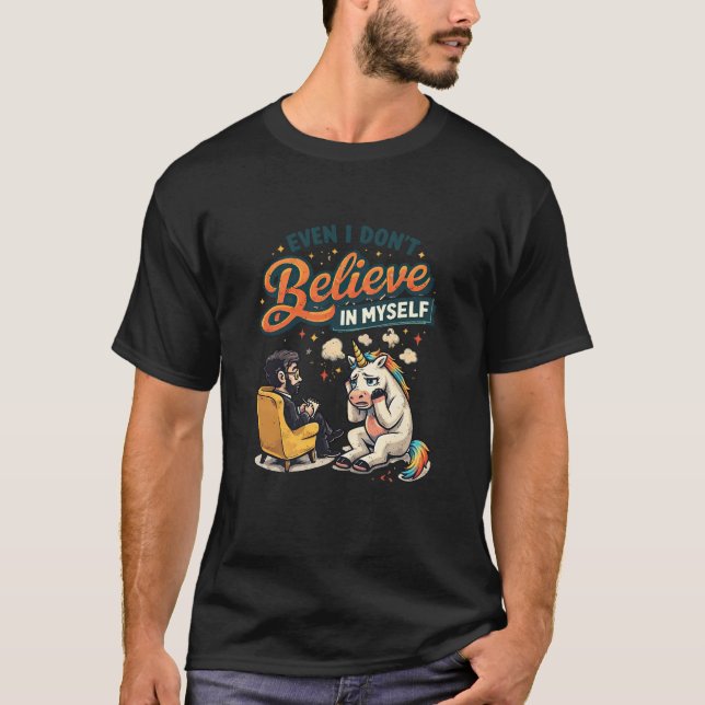 En nedstämd enhörning i terapi t shirt (Framsida)