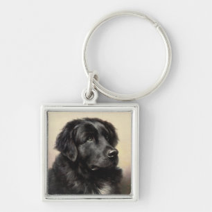 En Newfoundland Premium Keychain Fyrkantig Silverfärgad Nyckelring