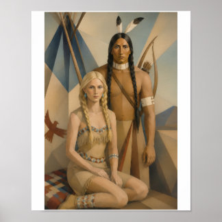 En nordamerikansk krigare och hans blonda squaw poster