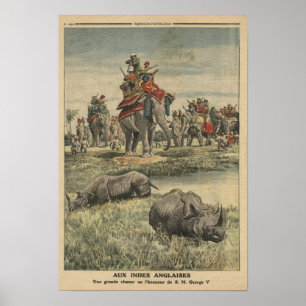 En noshörningjakt i heder av kungen George V Poster