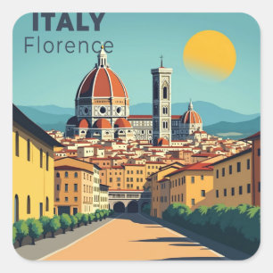 En Nostalgisk Klassisk Resaaffisch – Italien Flore Fyrkantigt Klistermärke