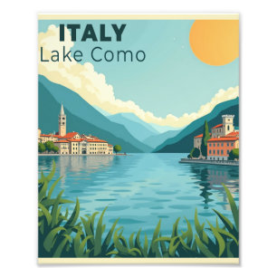 En nostalgisk klassisk reseposters – Italien Lake Fototryck