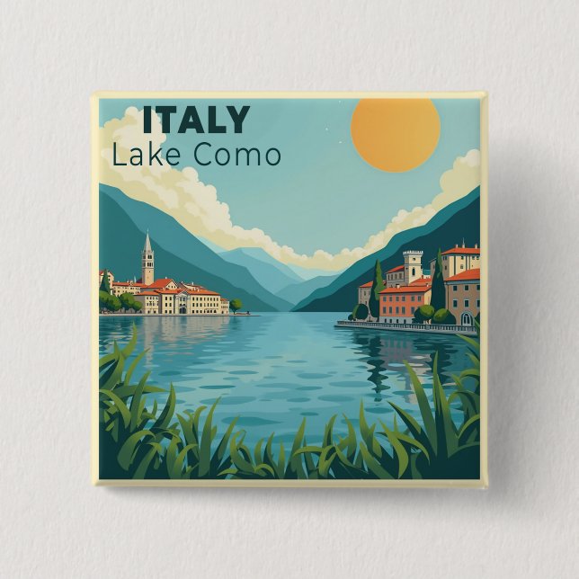 En nostalgisk klassisk reseposters – Italien Lake  Knapp (Framsida)