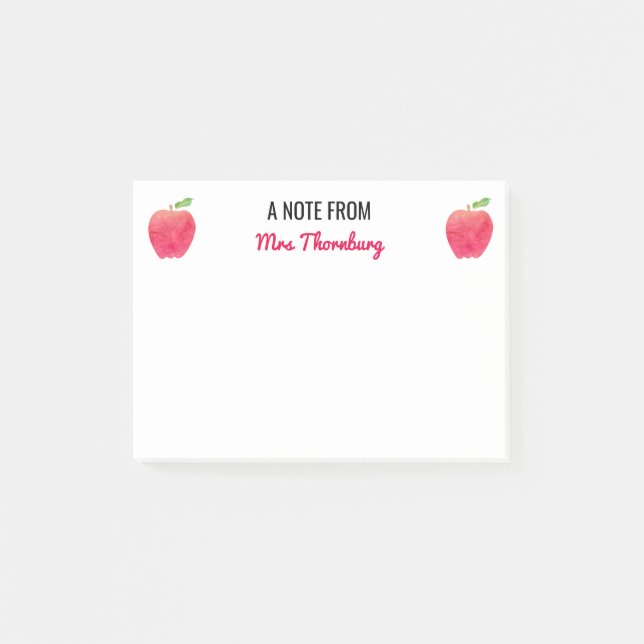 En notera från de gulliga röda äpplena för lärare post-it block (Framsida)