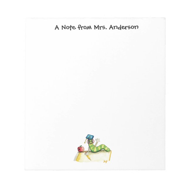 En notera från lärarememoen vadderar anteckningsblock (Framsida)