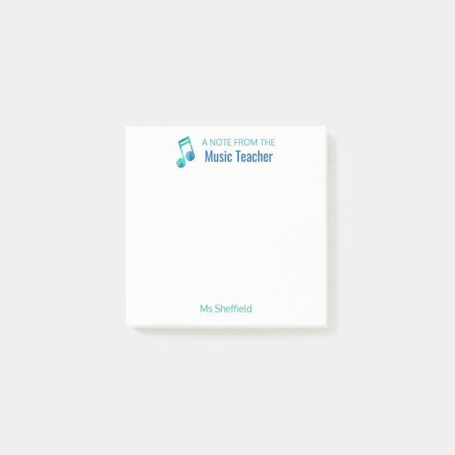 En notera från musikalen för musiklärarepersonlig post-it block (Framsida)