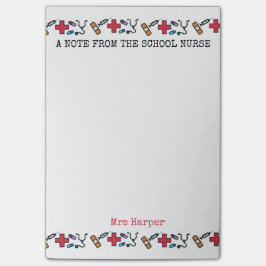 En notera från personifierade gulligt för skola post-it block