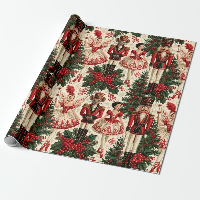 En nötknäppare jul presentpapper (Utrullad)