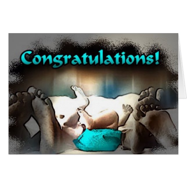 En ny ankomst i familjen! hälsningskort (Framsidan Horizontal)