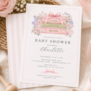 En ny berättelse börjar Baby Shower-inbjudan Inbjudningar