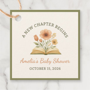 En ny bok Babyshower Vintagebok Blommig Gåvor Etiketter