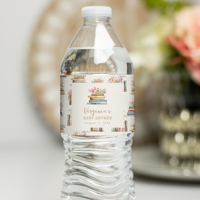 En ny bok barnvårda Shower Vattenflaskor Etikett (A New Chapter Books Baby Shower Water Bottle Label by Painted Paperie
)
