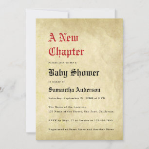 En Ny Kapitel Baby Shower Vintage Pergamentpapper Inbjudningar