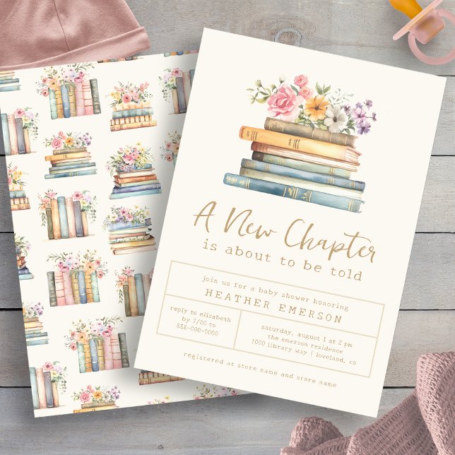 En Ny Kapitel Barnkalas Inbjudningar (A New Chapter Baby Shower Invitation by Painted Paperie
)