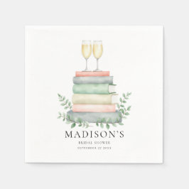 En Ny Kapitel Böcker Prosecco Bröllopsfest Pappersservett