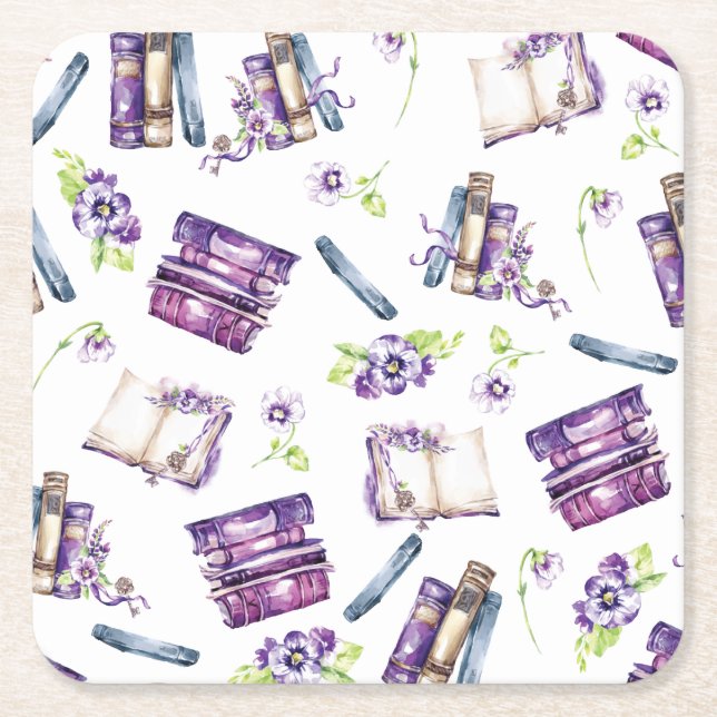 En Ny Kapitel Bröllopsdusch, Boktematiserad Papper Underlägg Papper Kvadrat (Framsidan)